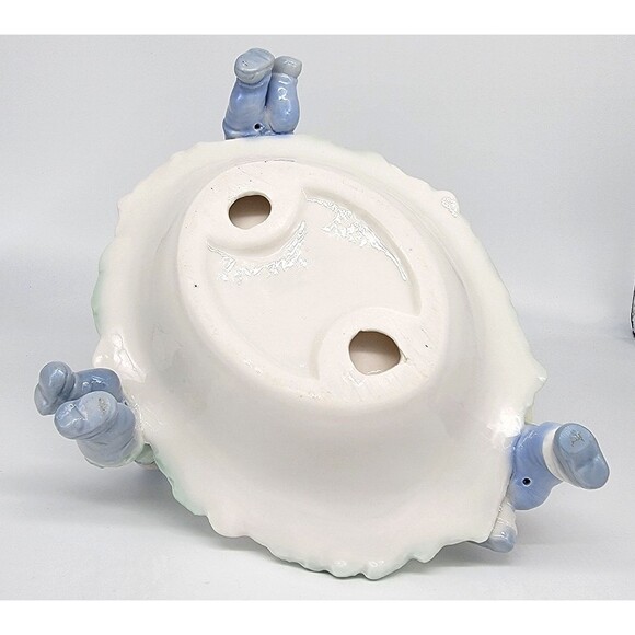 Holiday Ceramic Candy Dish with Winter Children Figurines Snow Cracker Barrel - Picture 14 of 17